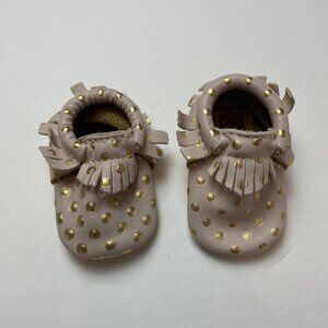 Freshly Picked Pink & Gold Polka Dot Moccs